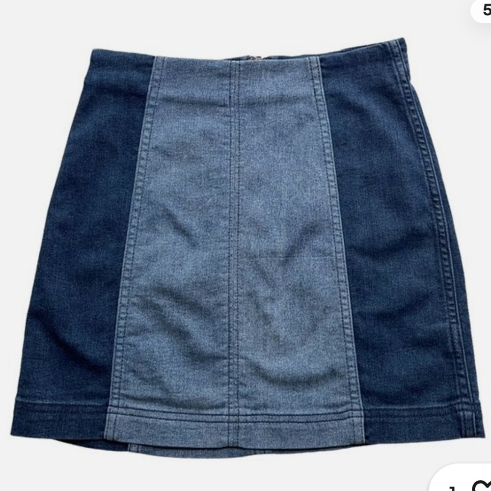 Free People Denim Panel Denim Skirt - Picture 3 of 10